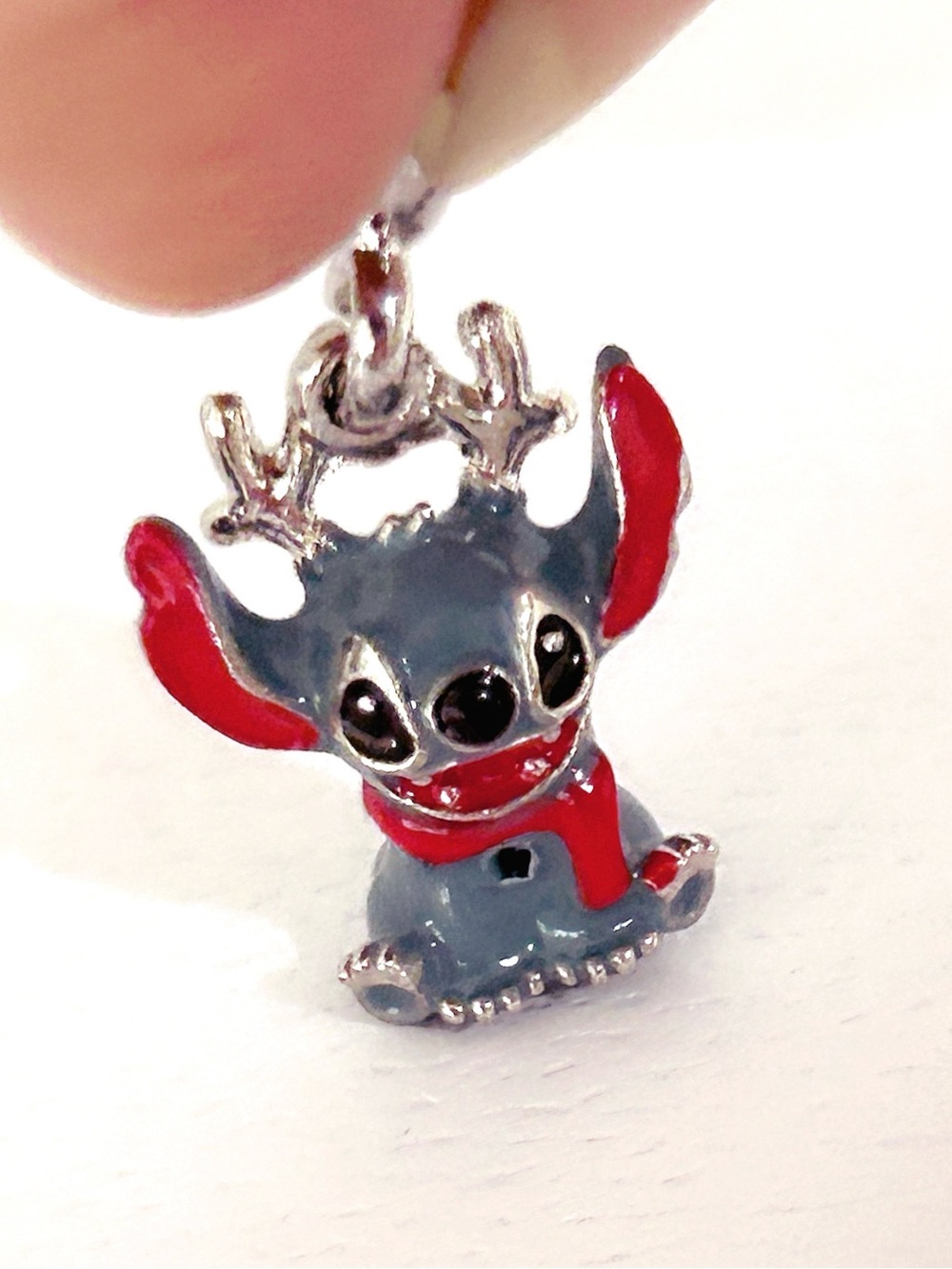 Silver Sanrio Disney Christmas Reindeer Stitch Dangle Charm - Picture 2 of 4